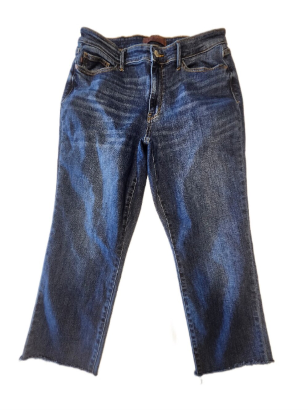 Judy Blue JB82662DK Mid Rise Boyfriend Fit Cropped Dark Blue Wash Jeans, 11/30 - Picture 2 of 9